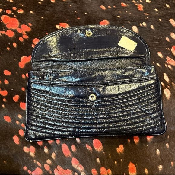 Vintage Debonair Roystone navy blue envelope style clutch - Picture 11 of 14